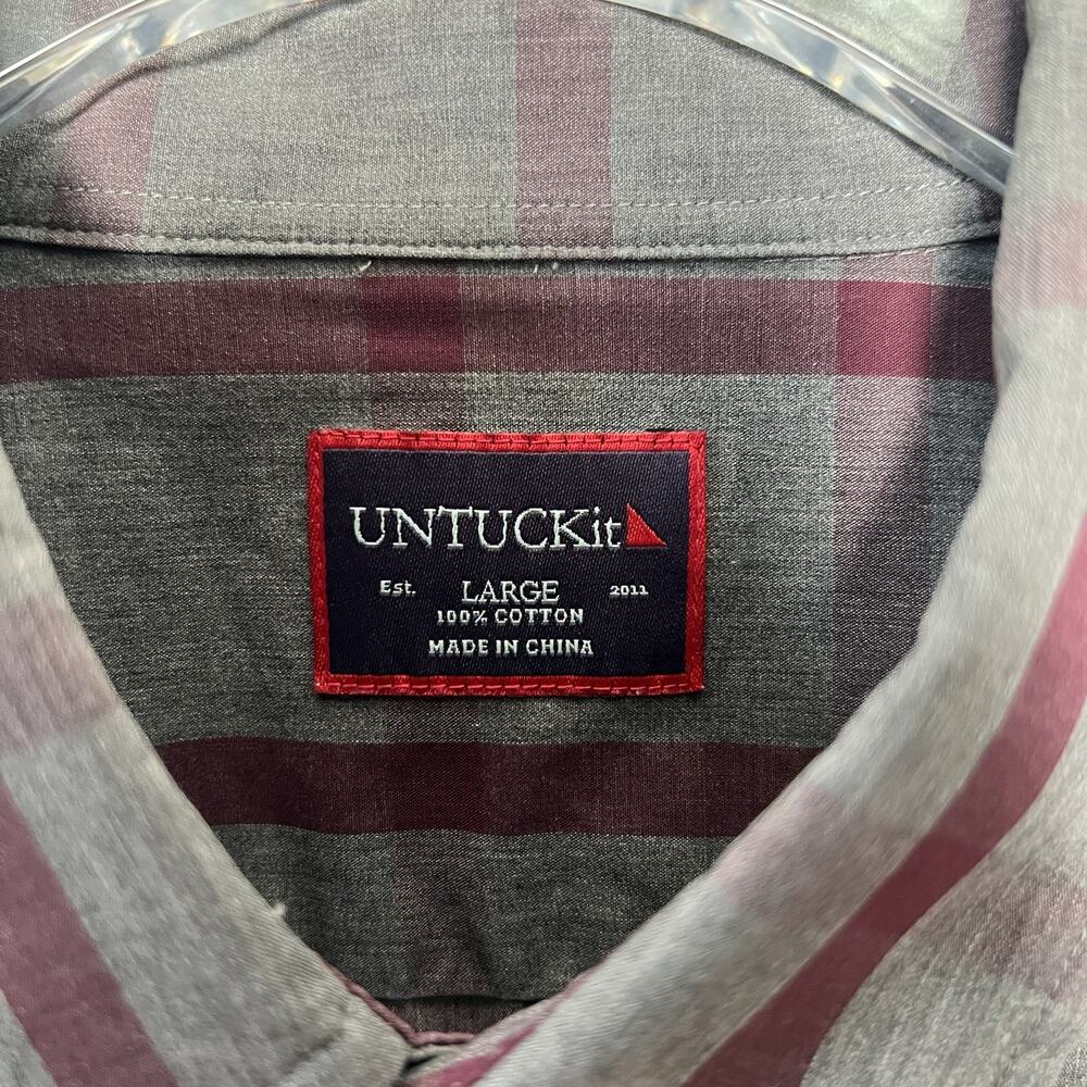 UNTUCKit Men's Plaid Button Down Long Sleeve Cotton Shirt Size L - Picture 3 of 6